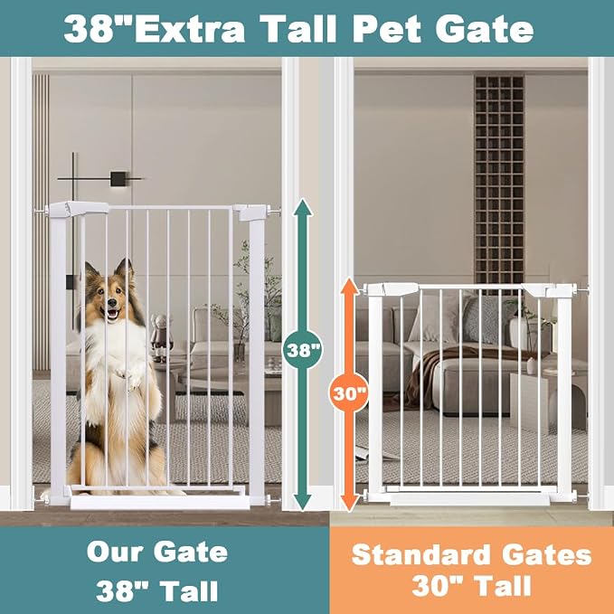 Fairy Baby 38" Extra Tall Dog Gates Indoor, 81.9"-84.6" Extra Wide Baby Gates - Image 3