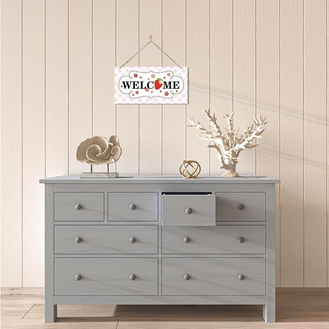 Welcome Sign for Front Door, Welcome Decor Wooden Hanging Sign for Girl Room - Image 5