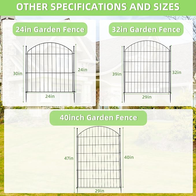 Decorative Garden Fence 40in x24ft, 10 Pack No Dig Fence Animal Barrier - Image 7
