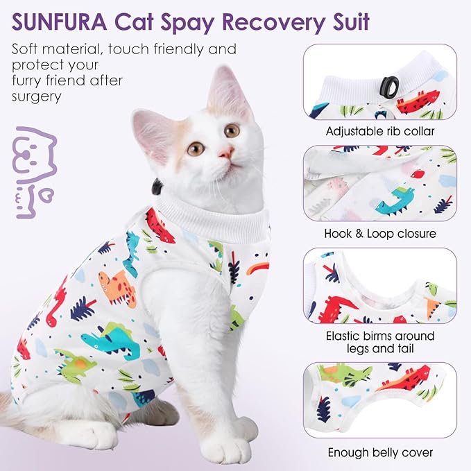 SUNFURA Cat Recovery Suit, Kitten Surgical Full Bodysuit - Image 4