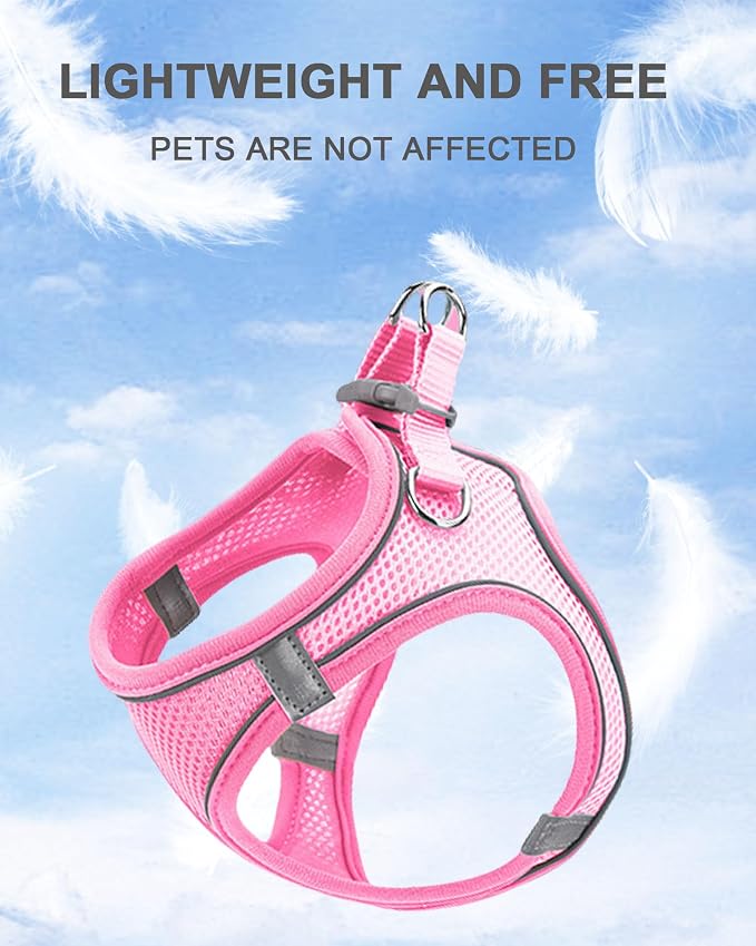 L Red Soft Mesh Dog Harness and Leash Set, No Escape Puppy Harnesses - Image 2