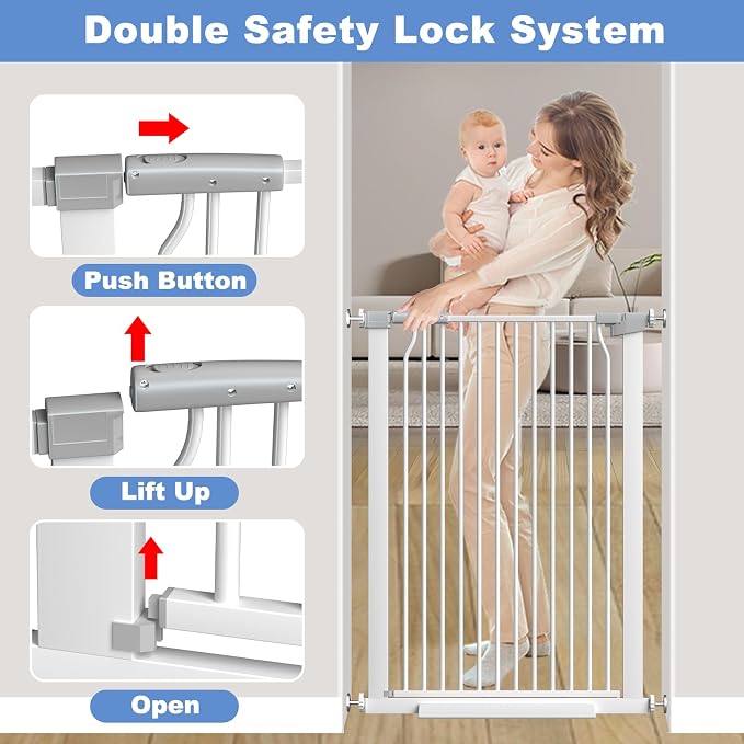 72.2"-76.7" Extra Wide Baby Gate, 40.5" Tall Dog Gate Indoor, Walk Through Pet - Image 3