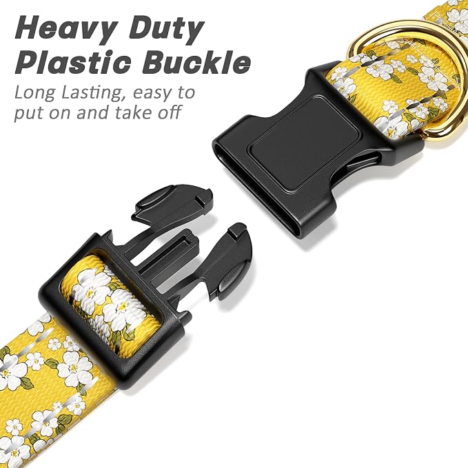 Reflective Dog Collar for Large Dogs, Cute Flower Theme Adjustable Heavy-Duty - Image 4
