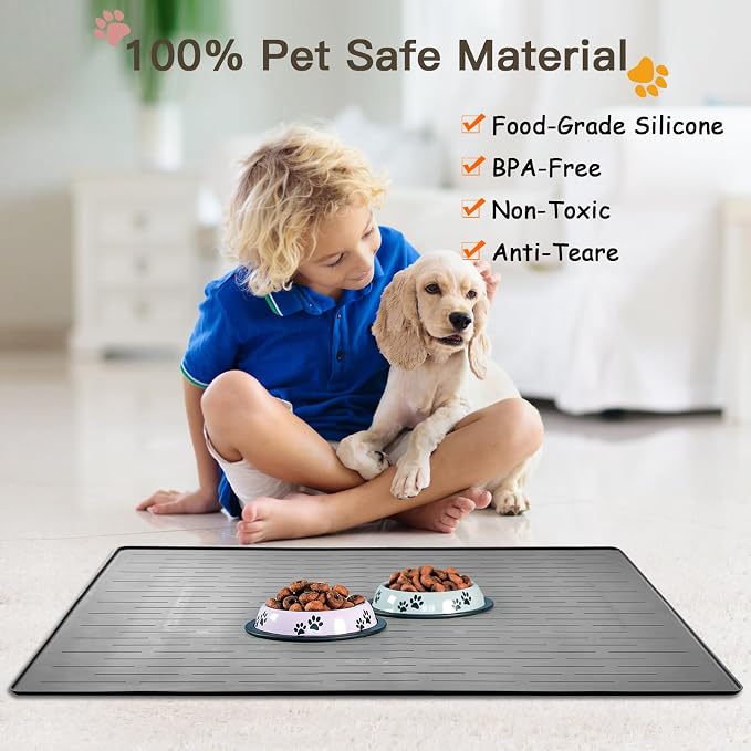 Largest Dog Food Mat, Thinken Waterproof Non-Slip XXXL Pet Feeding Mat - Image 6