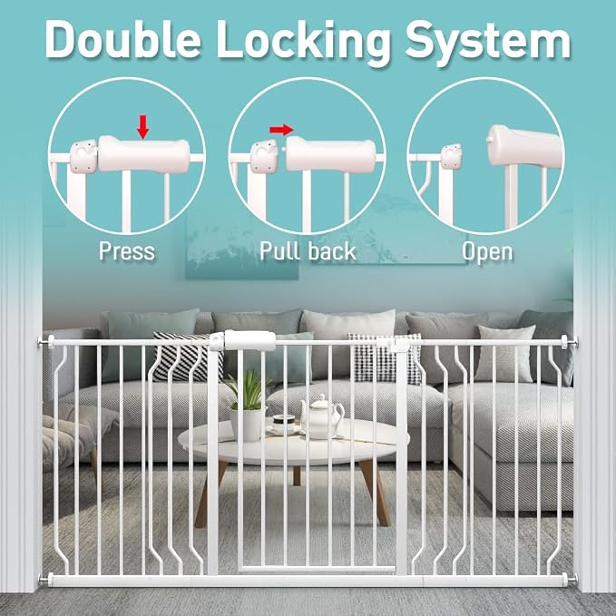 WAOWAO Baby Gate 71.65-76.35" Extra Wide Pressure Mounted Walk Through Swing - Image 4