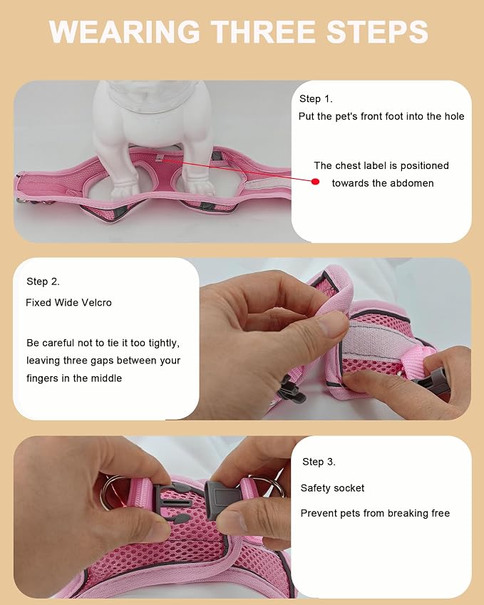 XS Black Soft Mesh Dog Harness and Leash Set, No Escape Puppy Harnesses - Image 5