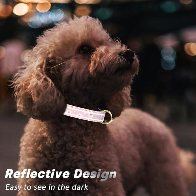 Reflective Dog Collar for Extra Small Dogs, Cute Daisy Theme Adjustable - Image 3