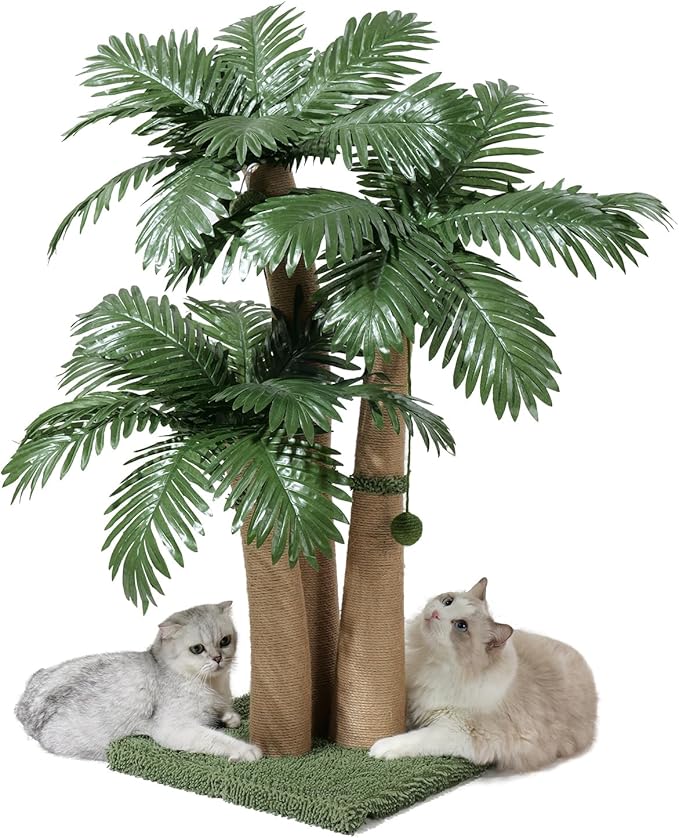 40'' Tall Cat Scratching Post Cat Tree, 3 Curved Design Palm Tree Cat by Unknown