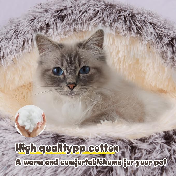 Cat Bed for Indoor Cats, Calming Cozy Cave - Image 7