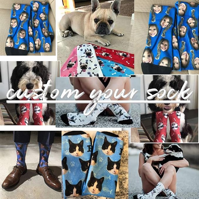 Custom Face Socks, Personalized Dog Lover Pet Photo Picture on Socks Unisex - Image 4
