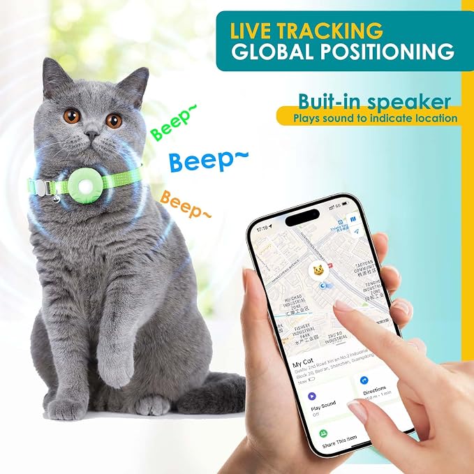 Cat Tracker, MINI GPS Tracker for Cats, No Monthly Fee Pet Tracker Compatible - Image 3