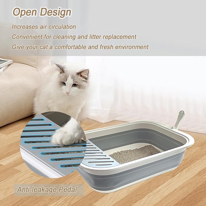 Collapsible Small Cat Litter Box, Kitten Open Potty Pan - Image 6