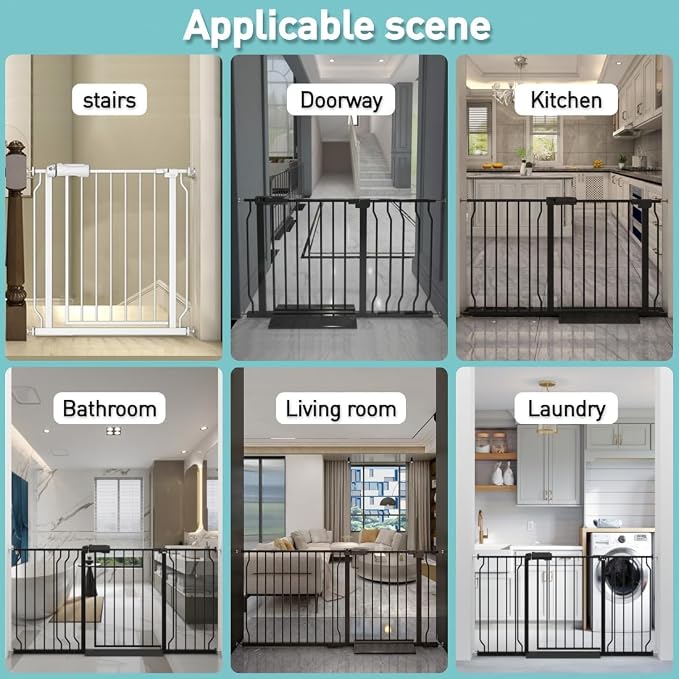 WAOWAO Baby Gate 71.65-76.35" Extra Wide Pressure Mounted Walk Through Swing - Image 5