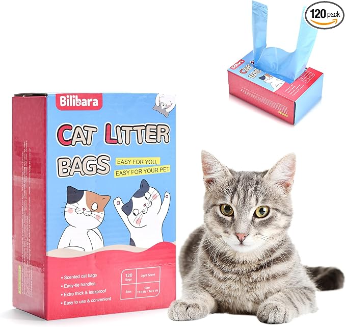 Cat Litter Bags, Ultra Thick, Leak-Proof, Disposable, 15 Liters Capacity by Bilibara