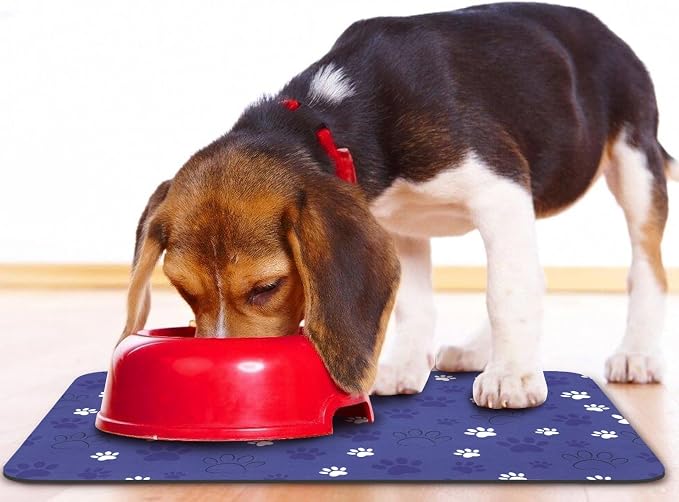 Dog Food Mat, Absorbent Water Bowl Mats Cat Pet Feeding Placemats Dark Blue 12 - Image 6