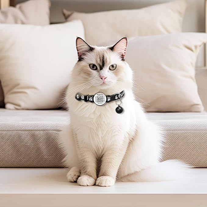 Personalized Cat Collar with Name TAG, Adjustable Tough Nylon Cat ID Collars - Image 6