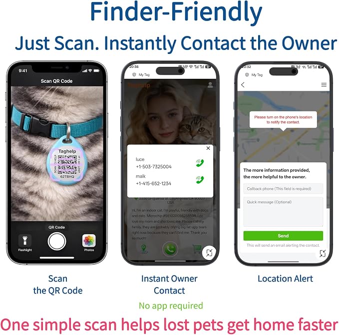 2 Pack- QR Code Smart ID Tags for Collar Personalized Cat Name Tag for Kitten - Image 4