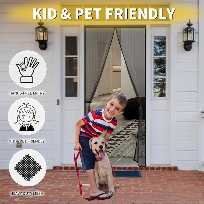Magnetic Screen Door for 48 x 80 Inch French Door, Screen Itself Size: 50" x 81" - Image 4