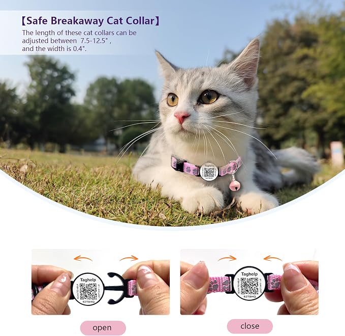 Personalized Cat Collar with Name TAG, Adjustable Tough Nylon Cat ID Collars - Image 2