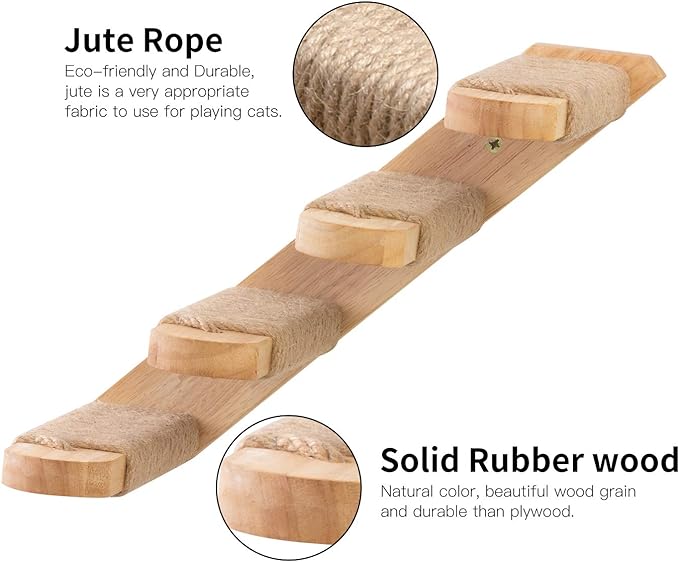 FUKUMARU Cat Climbing Shelf Wall Mounted, Four Step Cat Stairway - Image 3
