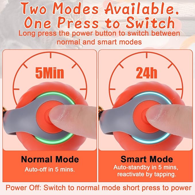 BABORUI 2Pack Orange Interactive Cat Toy Ball - Image 3
