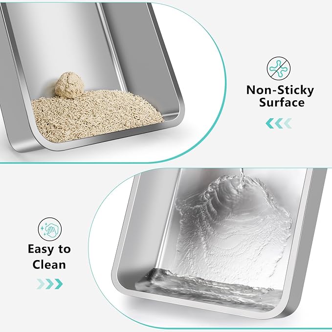2 Pack Stainless Steel Litter Box | XL Enclosed Cat Litter Boxes - Image 6