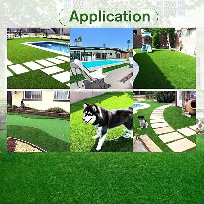 Artificial Grass Rug Outdoor Indoor 10FTX24FT Fake Grass Carpet Green Synthetic - Image 9