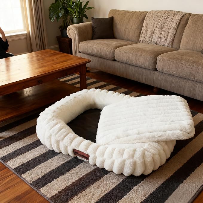 Dog Bed Large Size Dogs Washable Soft Furry Pet Bed, Calming Rectangle Large - Image 9