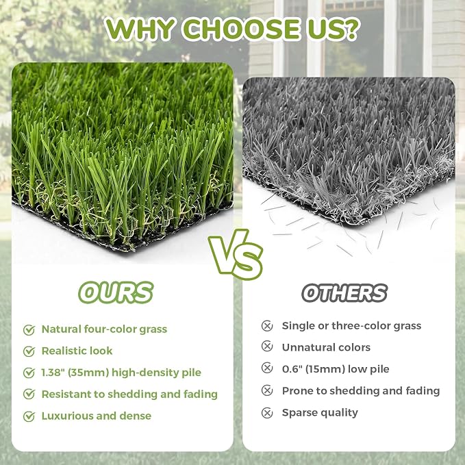 Artificial Grass Rug Indoor Outdoor, 5 x 6FT Faux Grass Turf - Image 5