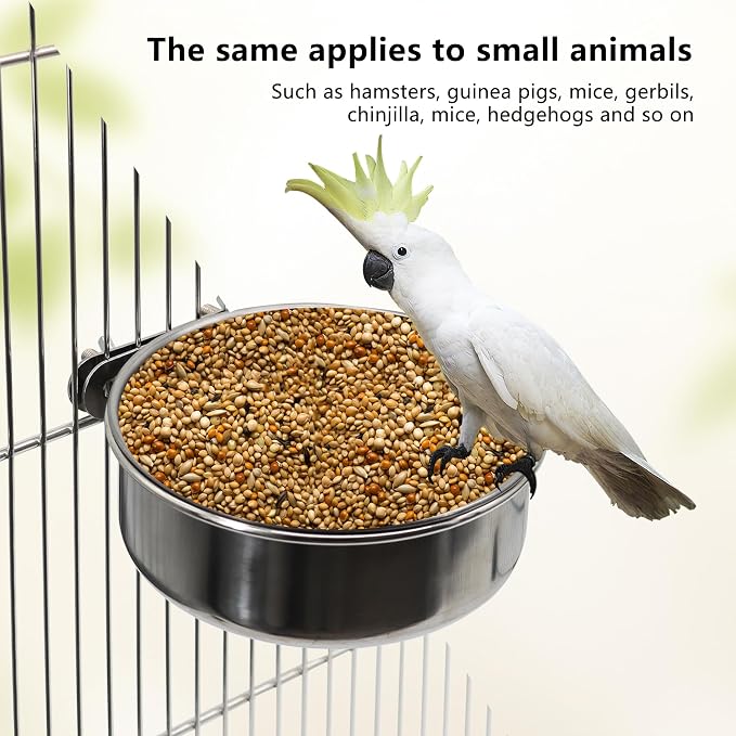 2 Pcs Small Bird Feeding Dish Cups, Parrot Food Bowl Cage - Image 3