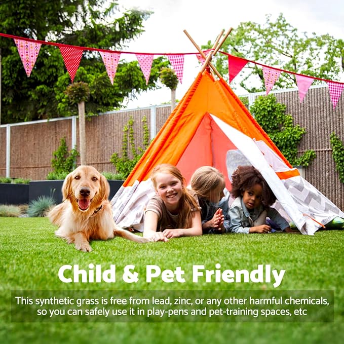 Artificial Grass Rug Outdoor Indoor 12FTX99FT Fake Grass Carpet Green Synthetic - Image 6