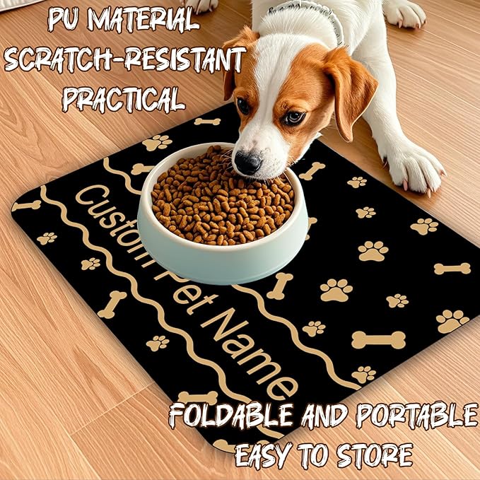 Personalized Dog Cat Food Mat Waterproof Non Slip Pet Bowl Name Mat Absorbent - Image 5