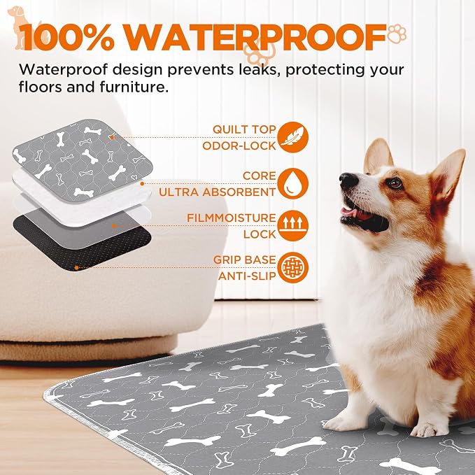 Washable Pee Pads for Dogs, 2 Pack 48"x60" Reusable Puppy Training Pads - Image 2