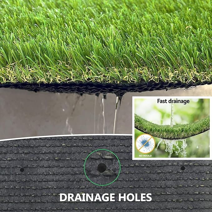 Artificial Grass Rug Outdoor Indoor 12FTX29FT Fake Grass Carpet Green Synthetic - Image 5