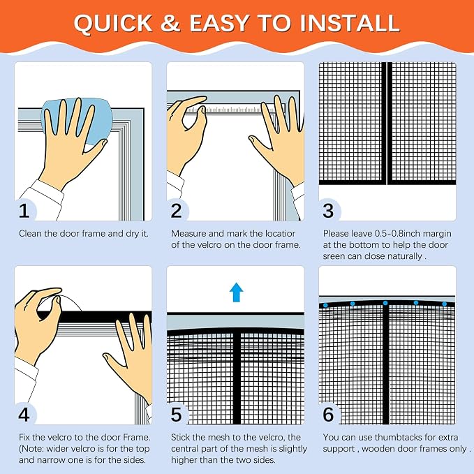 Fiberglass Magnetic Screen Door Fit Door Size 48 x 80 in- Heavy Duty Fiberglass - Image 6