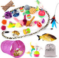 MIBOTE 28Pcs Cat Toys Kitten Toys Assorted, Cat Tunnel Catnip Fish Feather by MIBOTE