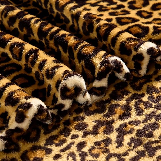 Bnuitland Leopard Print Flannel Blanket, Large Size 108x90 Inches - Image 6