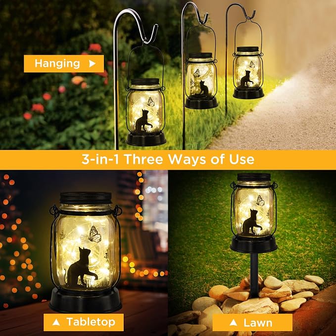 kyoryuger Cat Gifts for Women/Mom/Grandma/Sister, Cats Butterfly Solar Lights - Image 2