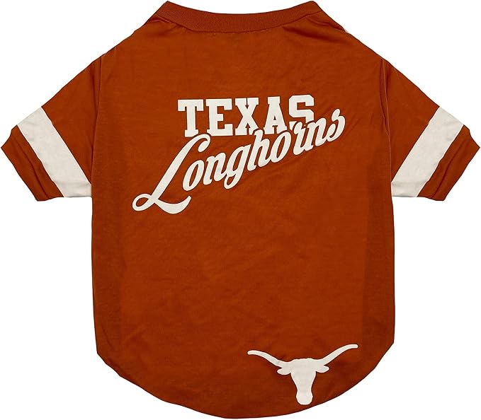 NCAA Texas Longhorns T-Shirt for Dogs & Cats, Medium. Football/Basketball Dog by PETSFIRST