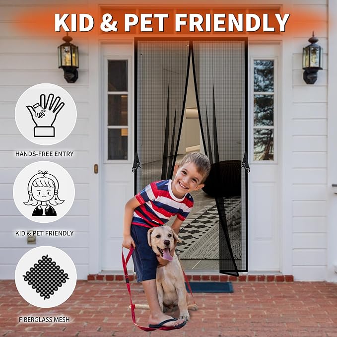 Fiberglass Magnetic Screen Door Fit Door Size 36 x 80 in- Heavy Duty Fiberglass - Image 4