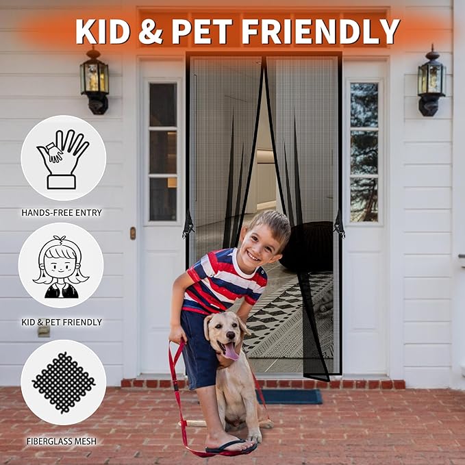 Fiberglass Magnetic Screen Door Fit Door Size 38 x 82 in- Heavy Duty Fiberglass - Image 4