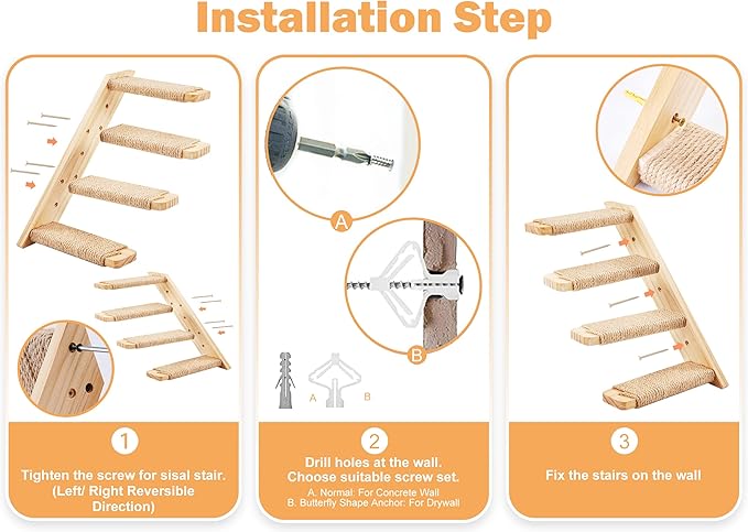 Cat Climbing Shelves Four Stair Shelf Wall Mounted Reversible Left & Right - Image 7