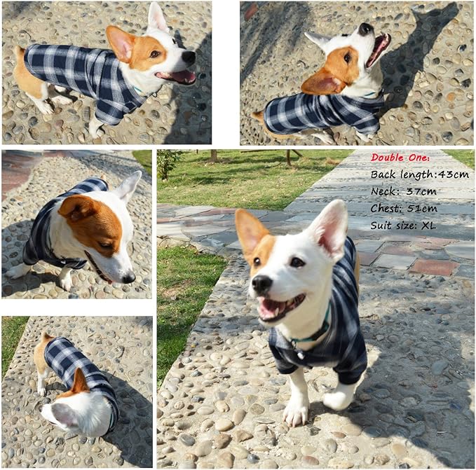 Koneseve Dog Shirt, Pet Plaid Polo Clothes Shirt T-Shirt, Sweater Bottoming - Image 6