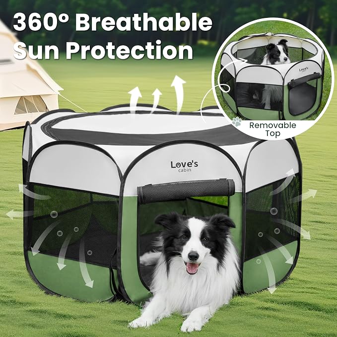 Love's cabin Pet Puppy Dog Playpen, Medium Dog Tent Crates Cage Indoor/Outdoor - Image 9