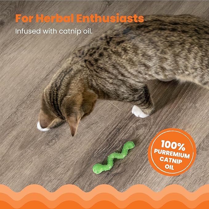 Petstages Orkakat Wiggle Worm Dental Catnip Cat Chew Toy - Image 3